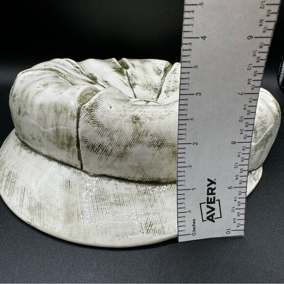 Ceramic Pageboy Newsie Cap for Decor or Trinkets in Green and White 10in - Picture 12 of 15